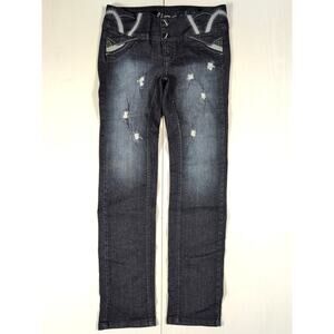 Climax Jeans Women’s Size 13 Dark Wash Distressed Skinny Denim Pants Stretch